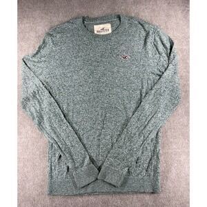 Hollister Men's Green Crewneck Sweater Size Large Long Sleeve Knit Logo Pullover